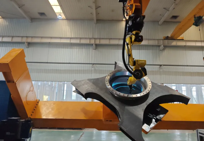 Automated welding workstation for excavator chassis assembly