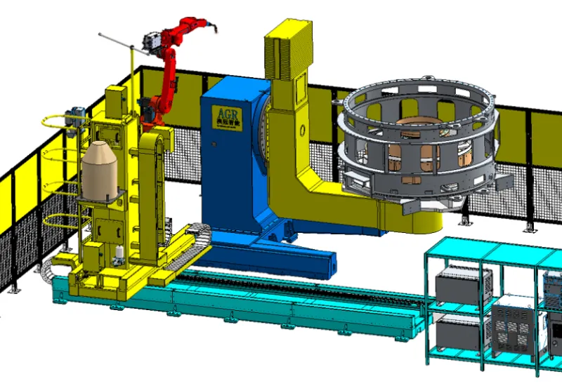 Robotic welding system for wind turbine stators and rotors