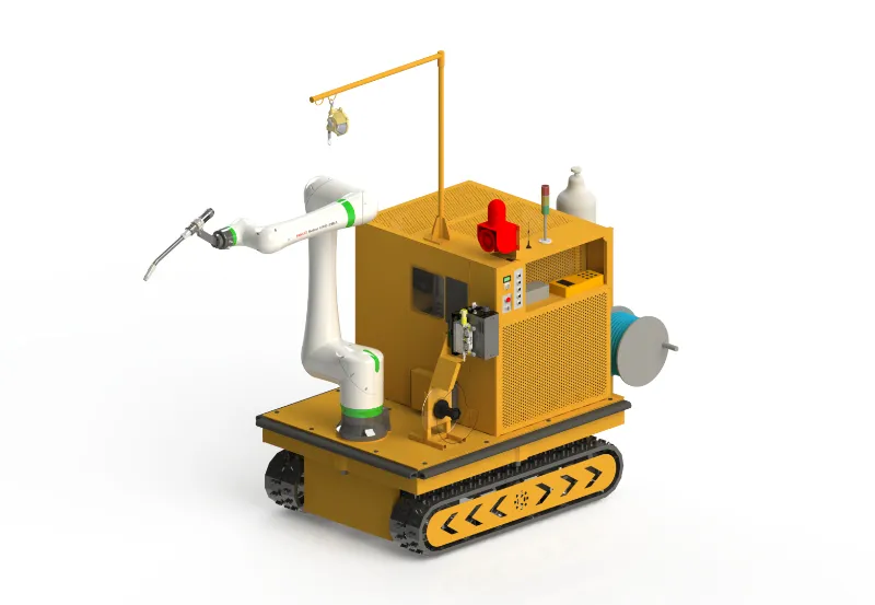 Mobile collaborative welding workstation for excavator boom and stick arms