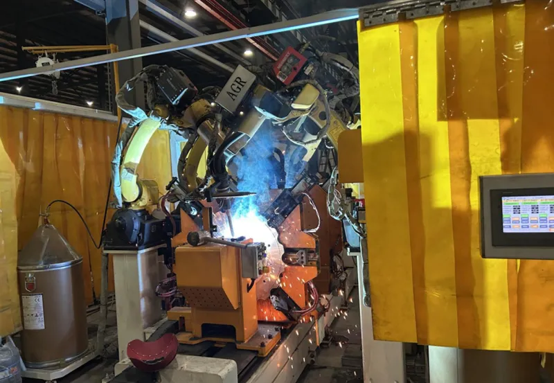 AGR robotic system welding precision elevator assemblies