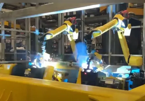 Cement Elevator Hopper Robotic Welding | AGR Dual-Station Automation